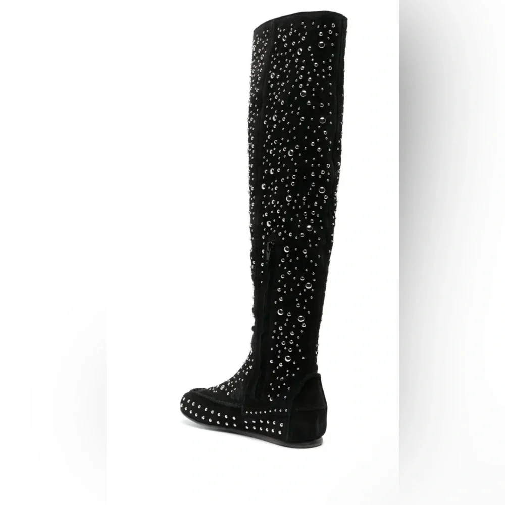 NIB Zadig & Voltaire Santa Black Studded Knee Hi Boots-Size 40 (US 9) MSRP $1198